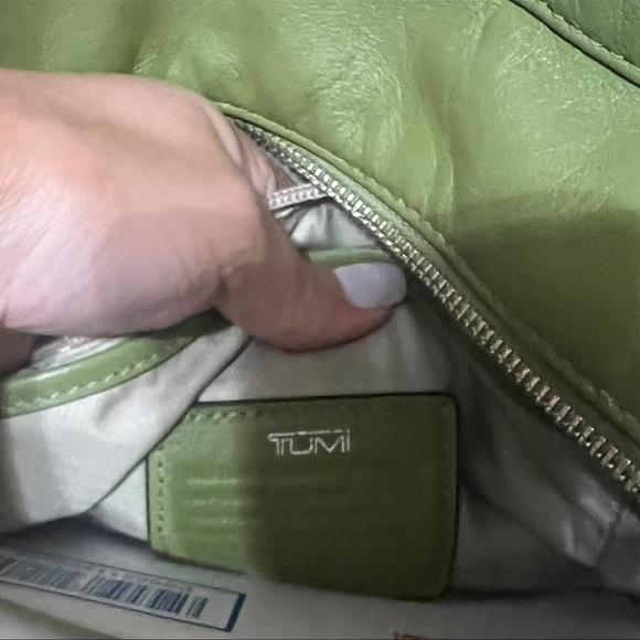 Tumi Rare Ballistic Alpha Leather Two Handle Green Tote Purse Carryon Luggage - Picture 15 of 16